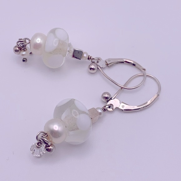 💝 Murano Glass Sterling Silver Earrings 925 - Picture 2 of 6